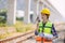 Engineer caucasian women railway tracks service team working on site survey check maintenance inspection train track for