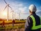 engineer checking a wind farm