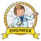 Engineer coloring book. ABC of profession. Emblem