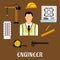 Engineer and construction flat icons