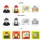 Engineer-constructor, construction worker, site plan, technical drawing of the house. Architecture set collection icons