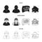 Engineer-constructor, construction worker, site plan, technical drawing of the house. Architecture set collection icons