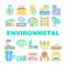 engineer environmental technology icons set vector