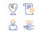 Engineer, Fragile package and Technical documentation icons set. Consolidation sign. Vector