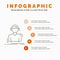 Engineer, headphones, listen, meloman, music Infographics Template for Website and Presentation. Line Gray icon with Orange
