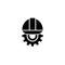 Engineer helmet with gear icon isolated vector on white