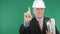 Engineer Image Smiling And Pointing With Finger Up
