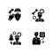 Engineer labor black glyph icons set on white space
