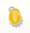 Engineer logo or icon with yellow safety helmet, stylish industrial .