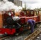 An engineer maintaining a vintage steam train