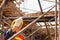 Engineer man checking and planning project at construction site, Man holding paper and point to forward