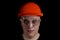 Engineer or manual worker man in safety hardhat