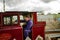 An engineer moving a steam locomotive in to position