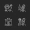 Engineer profession chalk white icons set on black background