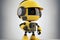 Engineer robot with 3d rendering cute and small artificial intelligence assistant robot wear yellow helmet