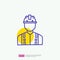 engineer with safety hardhat helmet icon. engineering and architecture related doodle concept with fill color line vector