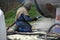 Engineer sandblasting a steel casing