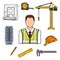 Engineer sketch icon for civil engineering design