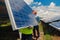 Engineer team working on replacement solar panel in solar power