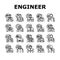 engineer technology work man icons set vector