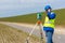 Engineer and Total station or theodolite