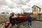 Engineer turning a steam locomotive on a turntable