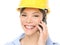 Engineer - Woman with Hardhat on Mobile Phone