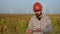 Engineer at Work in a Wind Turbine Power Station. Slow motion