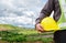 Engineer worker at wind turbine power station