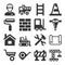 Engineering Building Construction Icons Set on White Background. Vector