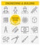 The engineering and building outline vector icon set