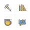 Engineering color icons set. Caliper, pencil and ruler, measuring tape, drawing rulers . Logo concepts. Vector isolated illustra