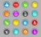 Engineering colored plastic round buttons icon set