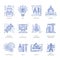 Engineering construction energy technology vector line icons set