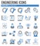 Engineering grey and blue icons set on white background for graphic and web design, Modern simple vector sign. Internet concept.