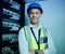 Engineering, portrait and man with smile in server room for network maintenance, software upgrade and programming cables