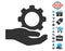 Engineering Service Gear Hand Icon with Free Bonus