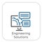 Engineering Solutions Icon. Gear and Computer. Development Symbol.