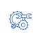 Engineering support line icon concept. Engineering support flat  vector symbol, sign, outline illustration.
