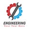 ENGINEERING. Technical color logo. Vector illustration for a logo, brand, sticker, or logo