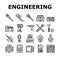 engineering tool work wrench icons set vector