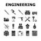 engineering tool work wrench icons set vector