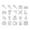 engineering tool work wrench icons set vector