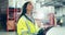 Engineering woman, tablet and logistics inspection for commercial trade, manufacturing or inventory management