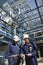 Engineers inside oil-refinery