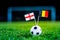England - Belgium, Group G, Thursday, 28. June, Football, World Cup, Russia 2018, National Flags on green grass, white football ba