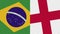 England and Brazil Two Half Flags Together