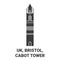 England, Bristol, Cabot Tower travel landmark vector illustration