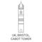 England, Bristol, Cabot Tower travel landmark vector illustration