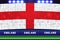 England flag card stunts. England soccer or football stadium background.